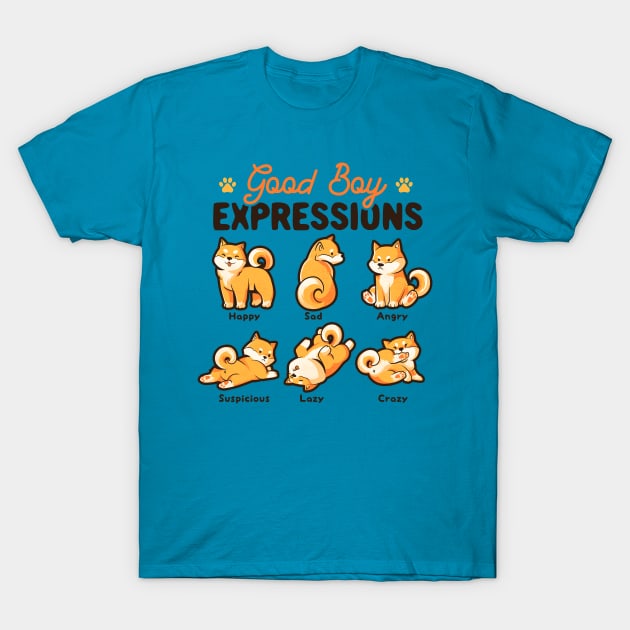 Good Boy Expressions - Cute Shiba Inu Dog Gift T-Shirt by eduely
